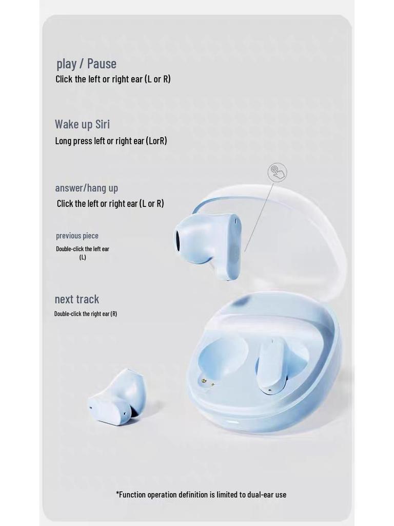 WOPOW 5.4 Bluetooth Wireless Semi-In-Ear Earphones, 2025 Model for Men and Women
