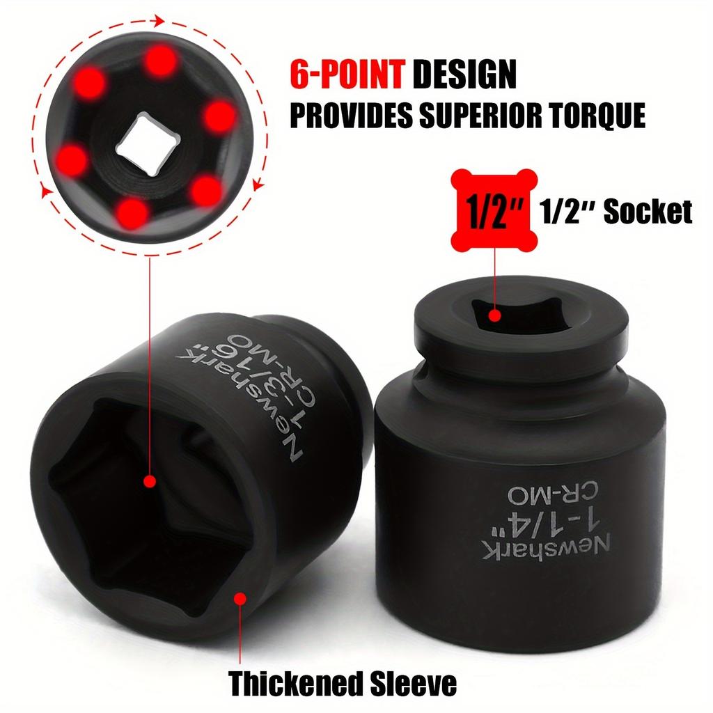 15 Pieces 1/2-Inch Drive Shallow Impact Socket Set,Metric,SAE, 6 Point, Shallow, 1/2" Dr. Shallow Socket SET With a Storage Case