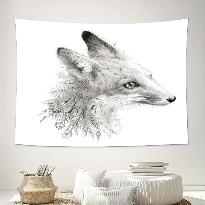 Botanical Fox Tapestry Wall Hanging Nature Forest Animal Home Decor Room Aesthetic Vintage Tapestry Dorm Wall Art Gift