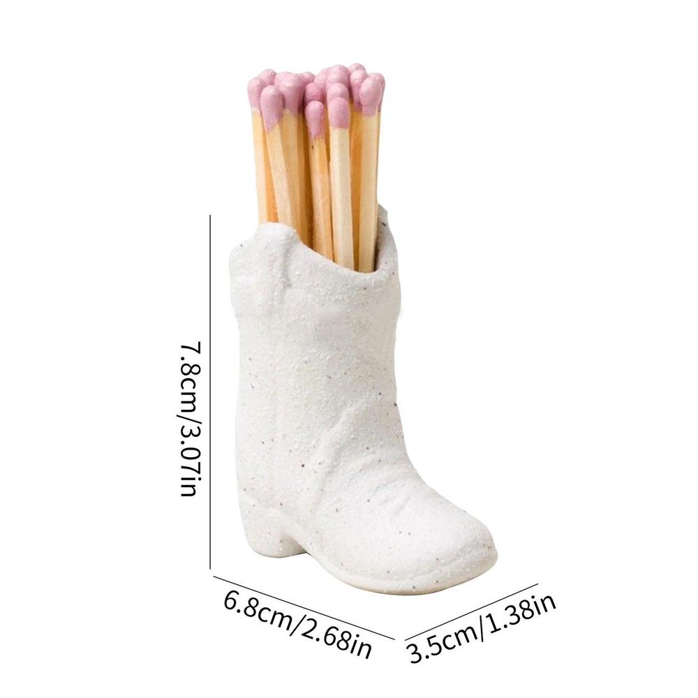 Ceramic Match Holder With Striker Boho Style Cowboy Boot Match Holder Match Stand Decoration For Fireplace Kitchen Decor