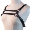 Black Men'S Faux Leather Chest Strap Buckle Club Clothing