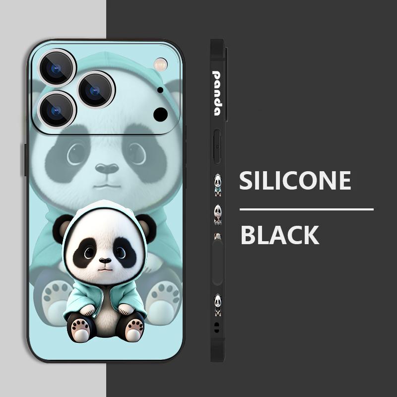 Blauer Mantel Panda Muster Lanyard Hülle Für iPhone 17 Pro Max Weiche Silikonhülle Für iPhone 16 Pro Max Funda iPhone 15 14 13 12 11 16E Air
