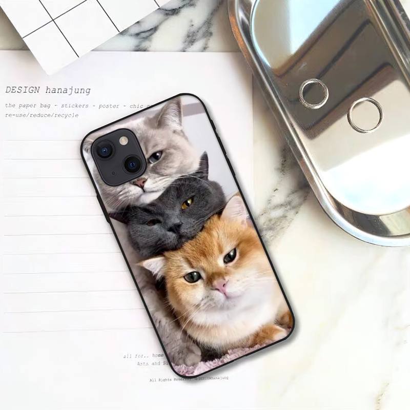 Gilt für die Handyhülle des iPhone 16, neue süße Handyhülle mit blauem Katzenmotiv.