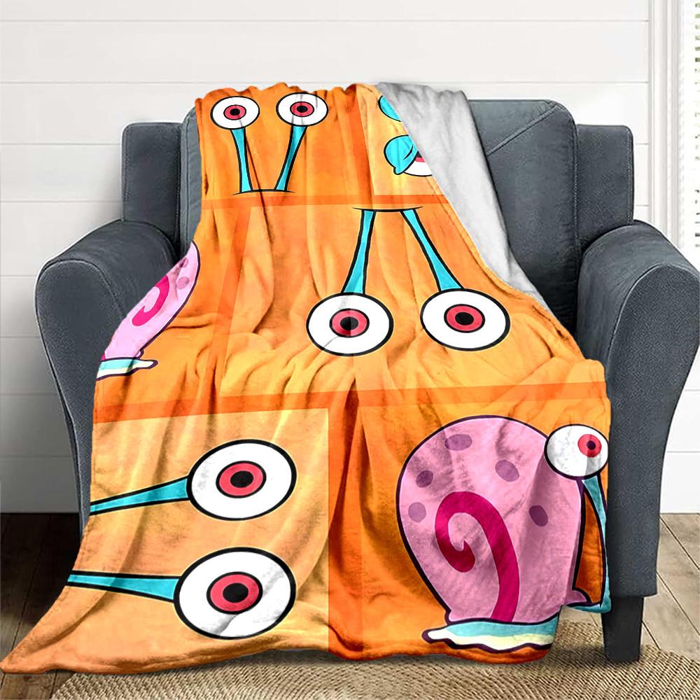 1pc SpongeBob Cozy Print Blanket Lightweight Warm Flannel Throw Blanket For Sofa, Bed, Living Room