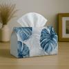1pc Modern Tropical Nordic Tissue Box Cover, Blue Monstera Leaf Marble High-Quality, Durable, Lightweight, Foldable Storage, Ideal for Living Room And