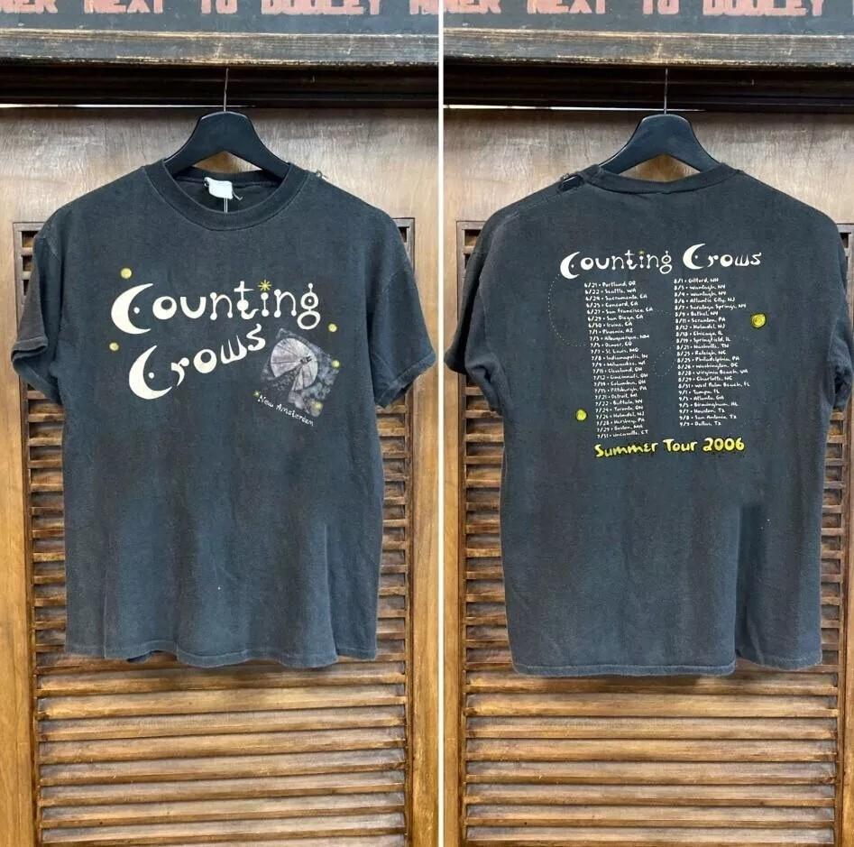 Counting Crows Тур 2006 2-сторонний Черная Хлопковая Футболка Унисекс S-5XL Унисекс Футболка XL