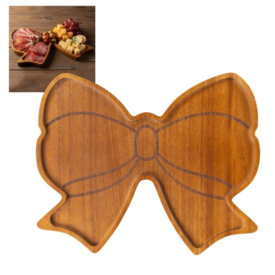 Dřevěný podnos na svačinu Design mašle Prkénko na charcuterie Víceúčelový servírovací tác na bonbóny sušenky ovoce párty bar párty potřeby