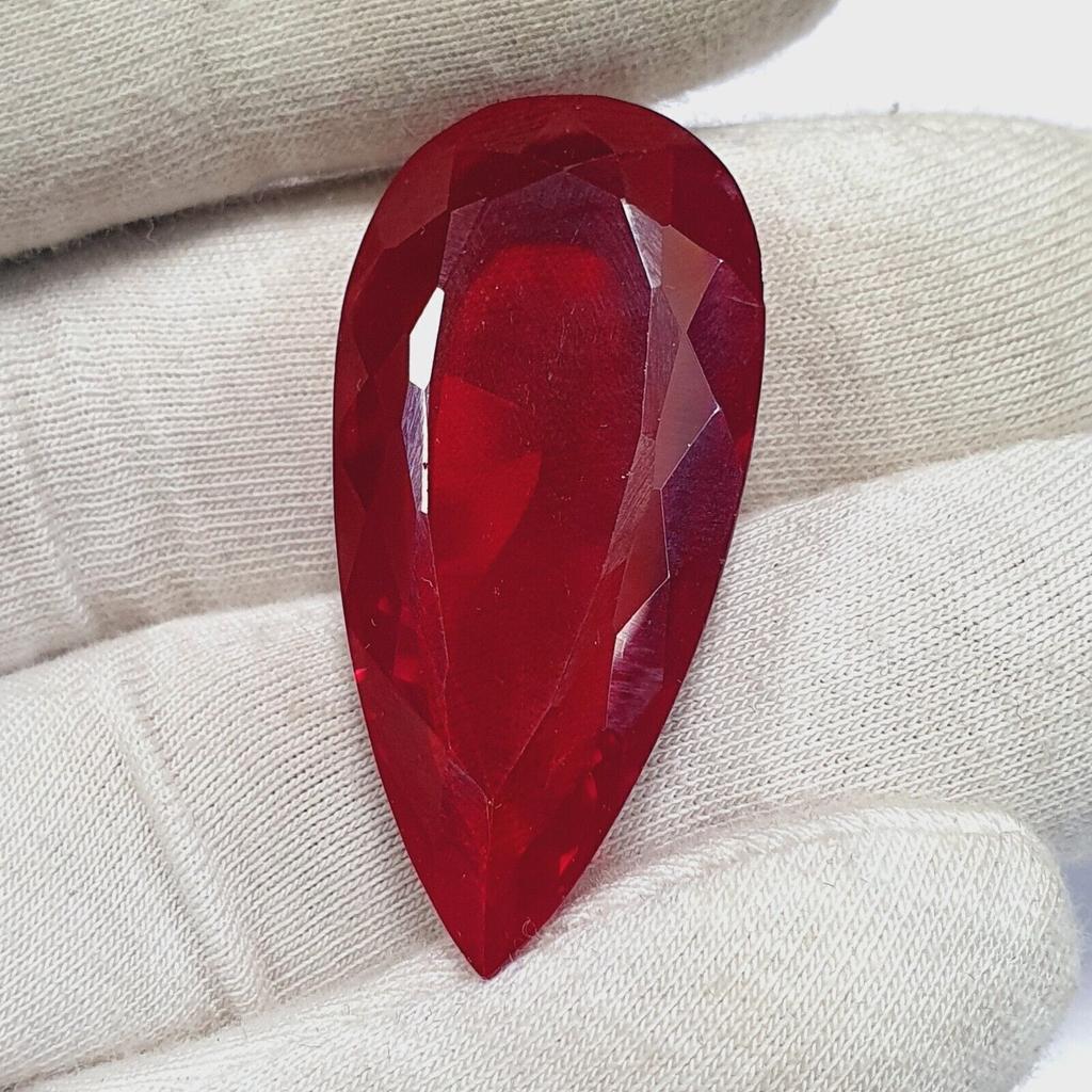 Certified Natural Red Ruby 90.09 Ct Pear Mozambique Heated Gemstone M064 L5Z40