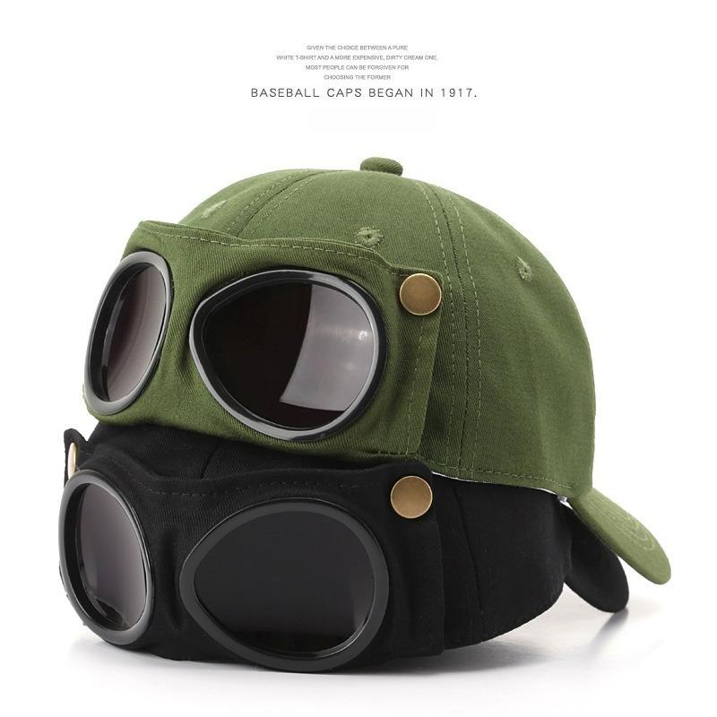 Aviator-Style Cap with Attached Sunglasses - Korean Trendy Unisex Baseball Hat with Sun Visor, Spring/Summer Versatile Accessory