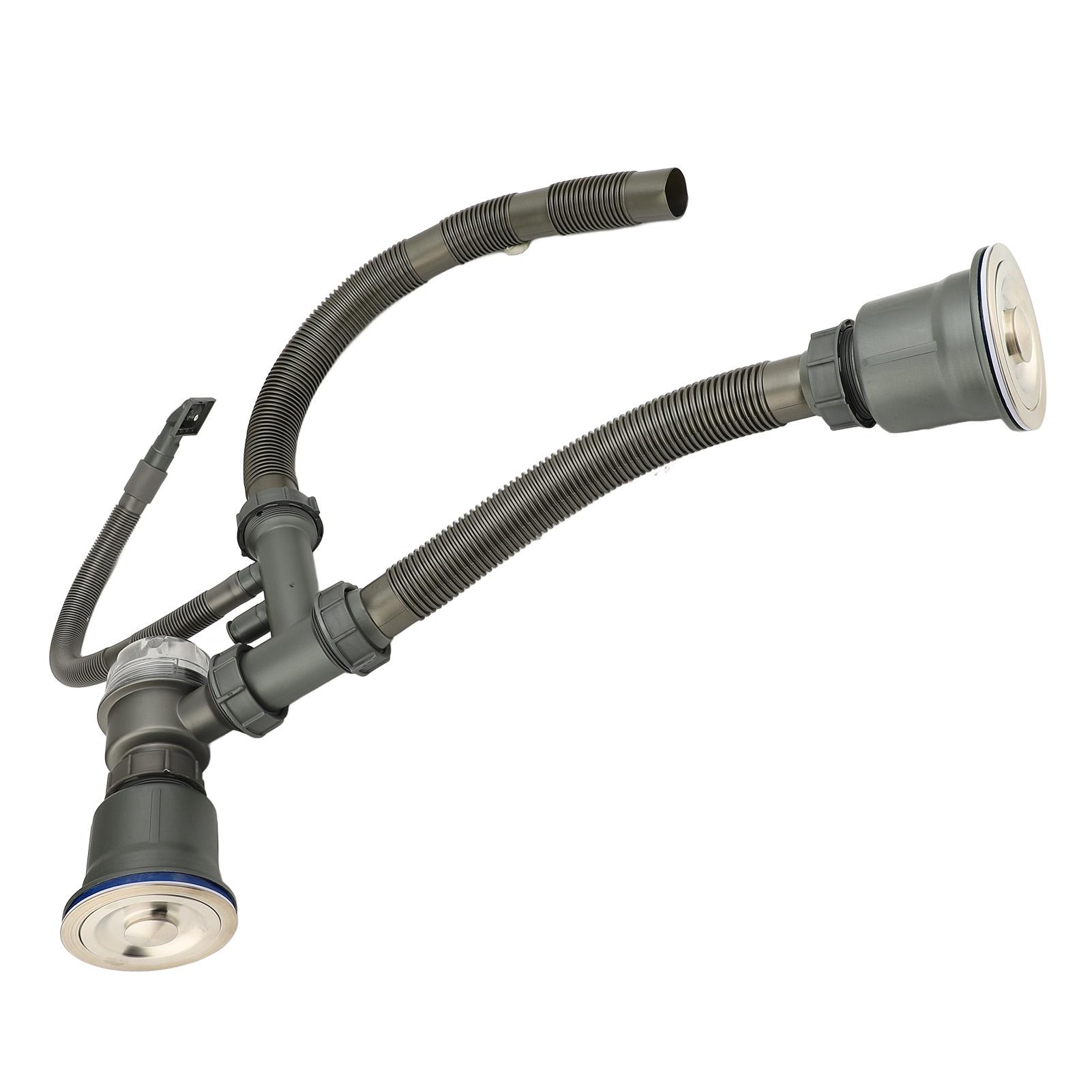 

Kitchen Sink Drain Kit Odor Proof Thicken High Temperature Resistant Double Bowl Sink Drain Pipe Kit for Home