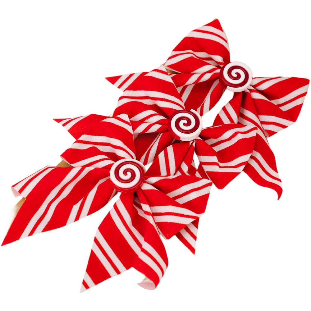 Christmas Celebration Christmas Bow Ornament Pinstripe And Thick Stripe Red And Light Stripes Rustic Aesthetics