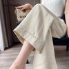 Women's Ice Silk Linen High-Waisted Straight Cropped Pants