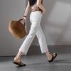 SOFSIL Women's High-Waisted White Flared Cropped Jeans
