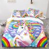 Unicorn Rainbow Duvet Cover Set King Twin Full Size Kids Boy Girl Bedding Set Colourful Cartoon Child Polyester Comforter Cover