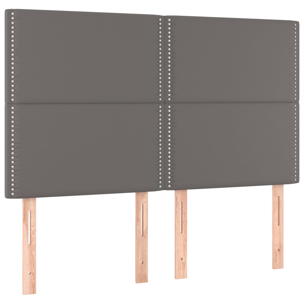 Bed Frame with Headboard Grey 140 x 200 cm Artificial Leather