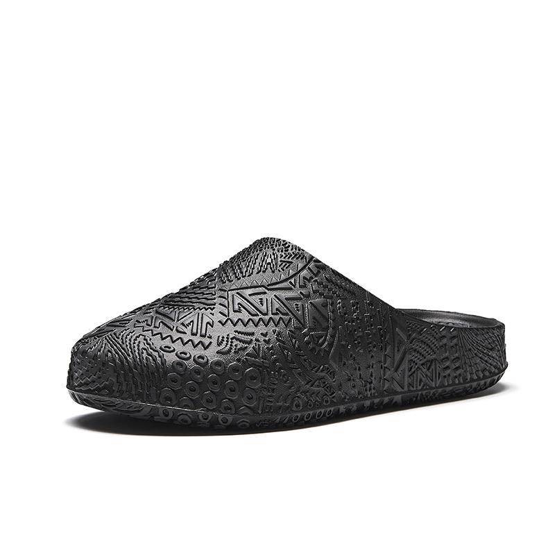 Anta Chinelo Hela Confortável Fashion Simples Antidesgaste Anti-Odor de Bico Fechado Chinelos Masculinos Preto 112531801-2