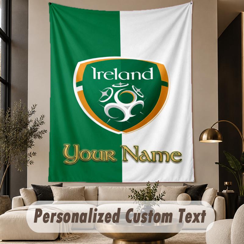 Custom Text Tapestry Ireland Rugby Print Wall Tapestry Indoor Living Room Wall Decor