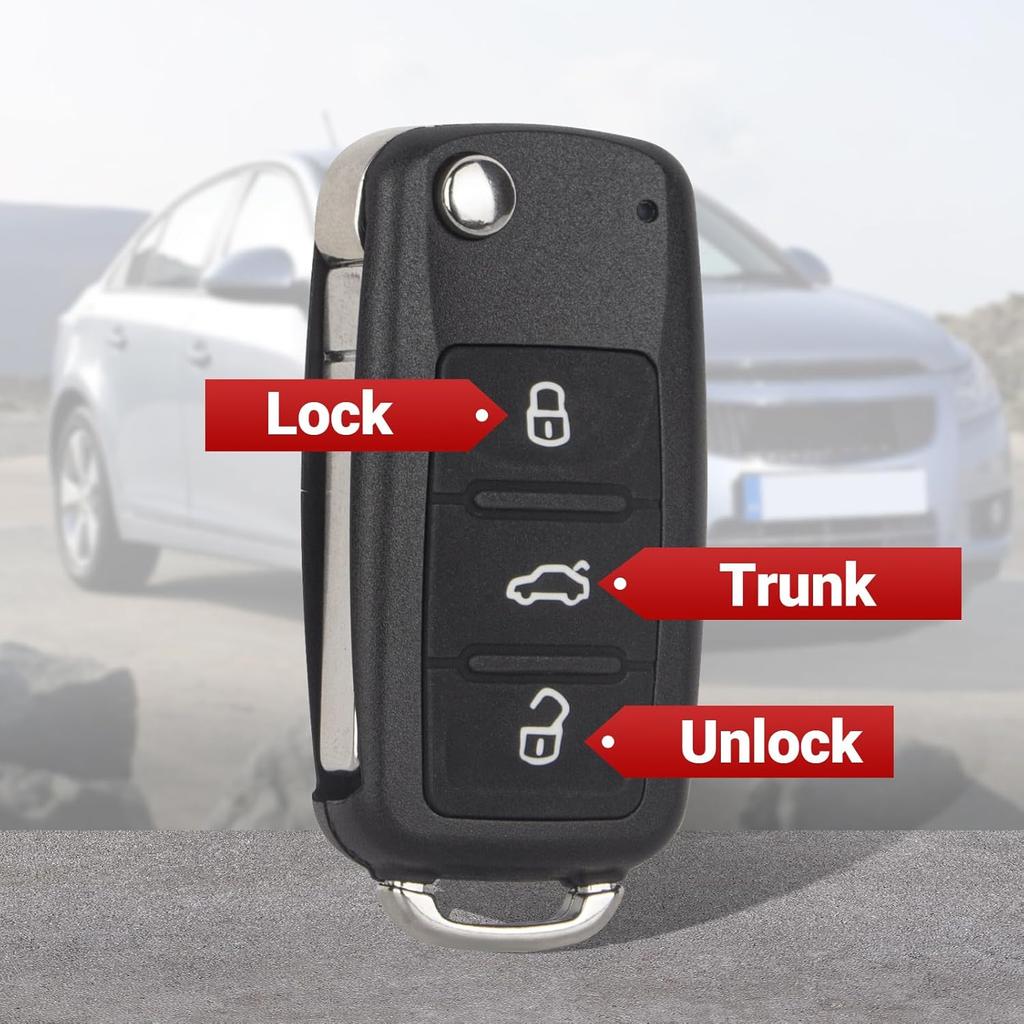 Key Fob Keyless Entry Remote Control Compatible With VW Beetle CC Eos Golf GTI Jetta Passat Passat CC Touareg Car Key Replacement For NBG010180T, Set