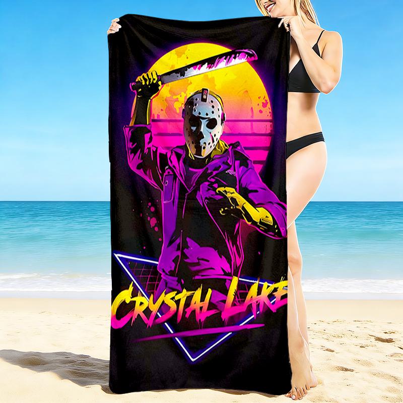 1Pc Crystal Lake Horror Beach Towel Quick Dry Multiuse For Beach Pool Gym Yoga Home Travel Christmas Halloween Xmas Gift En123