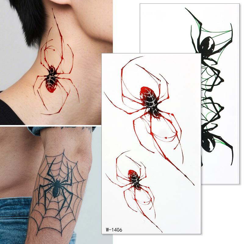 Halloween Tattoo Sticker Waterproof And Sweat-Proof Simulated Spider Skull Temporary Tattoo Sticker Party Performance