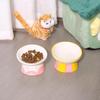 Hand-Painted Ceramic Cat Bowl: Cute, Multi-functional, Slanted for Neck Protection, High-Legged Design Suitable for Food & Water