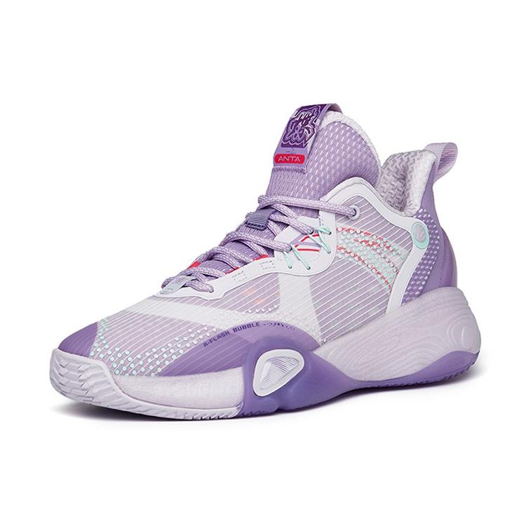 new Anta Bubble Bomb Cushioning Anti Slip Wear Resistant Breathability Low Top Performance Basketball Shoes Men's Purple