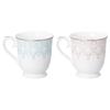 NARUMI Pair of Aurora Lace Blue and Cute and Microwave Gift Mugs, Design, 290cc, Pattern, Pink, Stylish, Gift, Safe, Boxed, 97104-21475