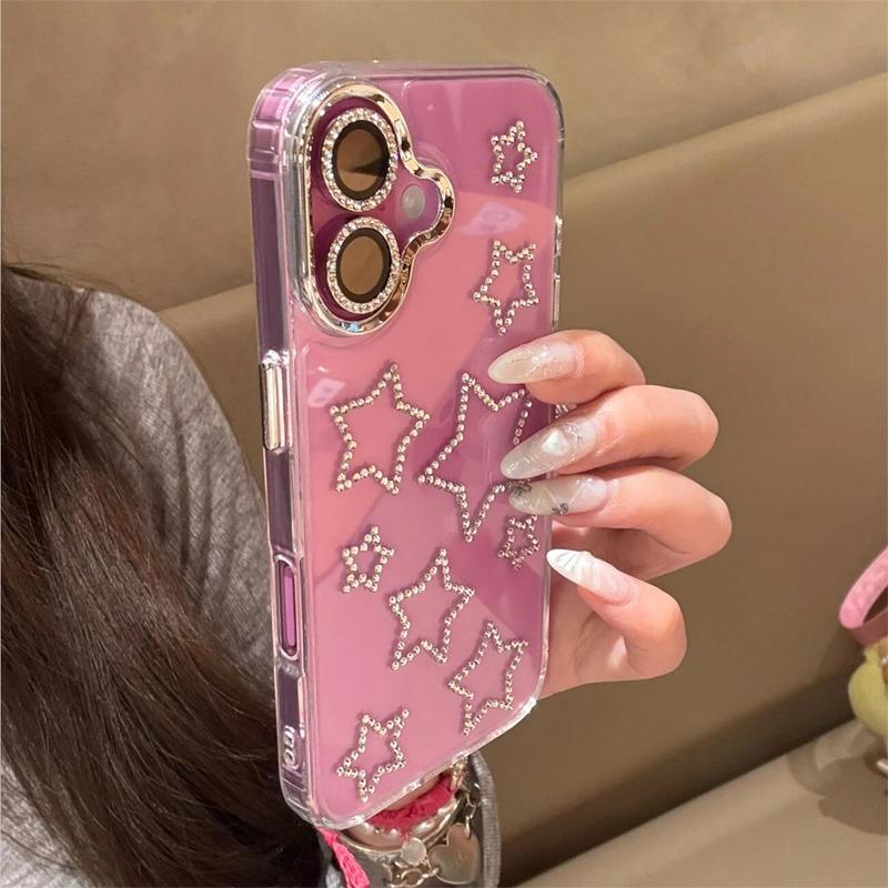 

New Fashion 3D Bling Rhinestone Love Heart Phone Case For iPhone 17 16 15 14 13 12 Pro Max 16 15 14 Plus Aesthetics Clear Shell For iPhone 12