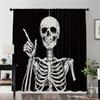 2PCS Digital Printed Curtains, Gothic Bat Pattern, Holiday Halloween Style Rod Pocket Drapes for Bedroom Living Room Decor