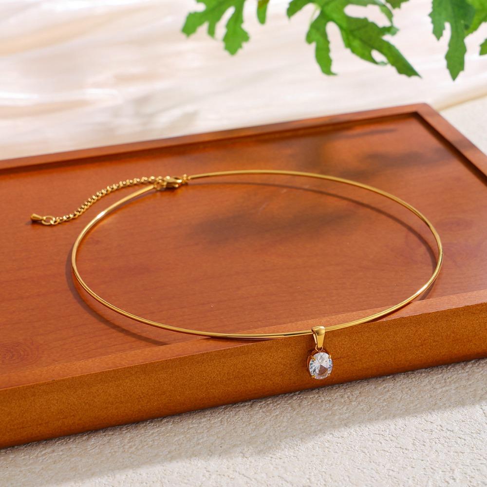 18K Gold PVD Plated Golden Choker Vintage Rhinestone Collarbone Chain  Girls