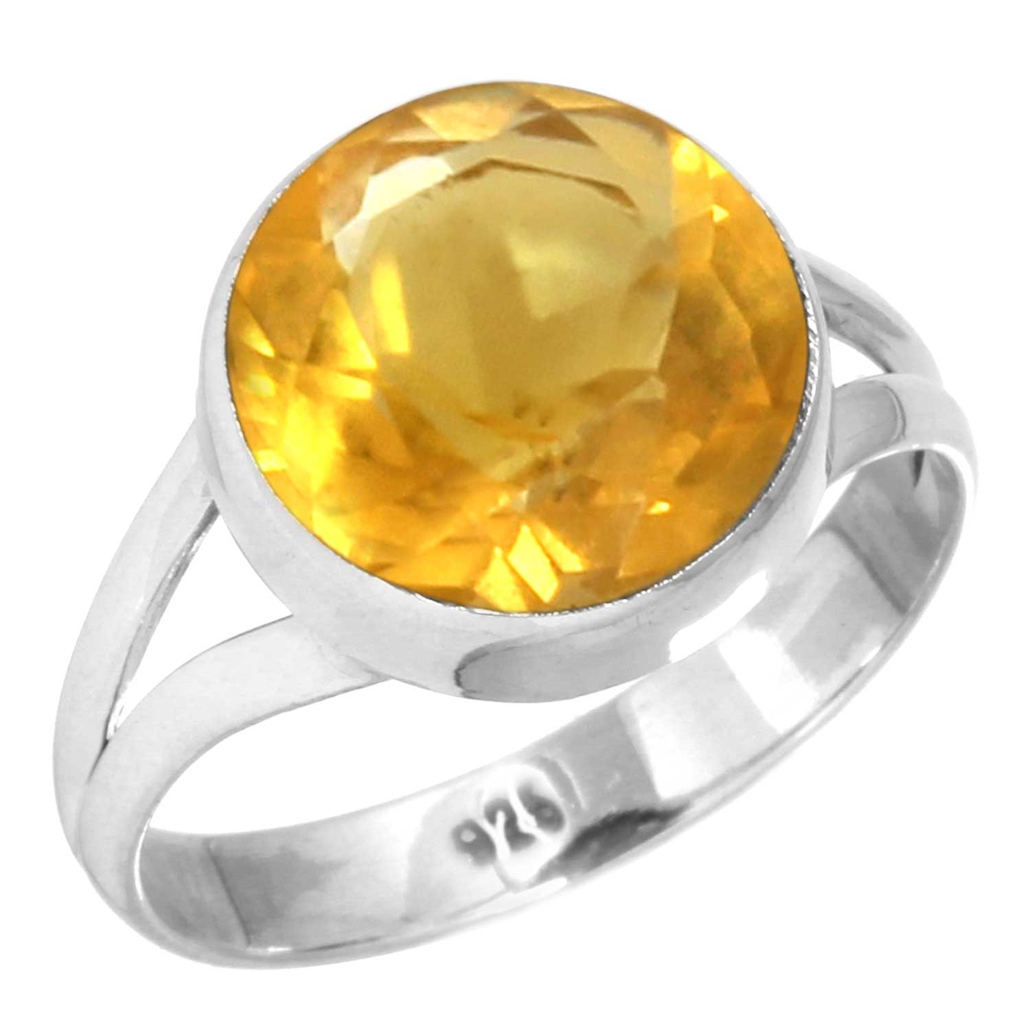 925 Sterling Silver Ring Women Gemstone Handmade Jewelry Birthday Gift Amethyst Sapphire Topaz Citrine Emerald Garnet Iolite Peridot Ruby Birthstone 13 цитриновый