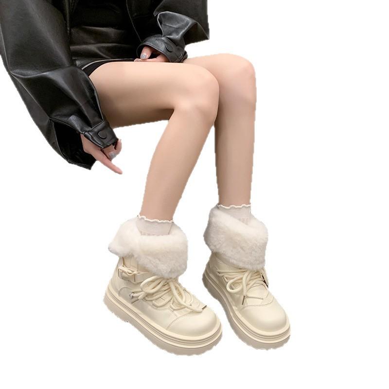 Flip the Hair and Wear Two Non-slip Thick-soled Snow Boots for Women's Winter 2025 New Northeast Warm Cotton Shoes