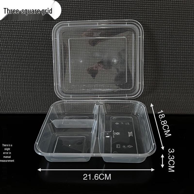 Disposable 3-Compartment Thickened Plastic Meal Prep Containers with Lids