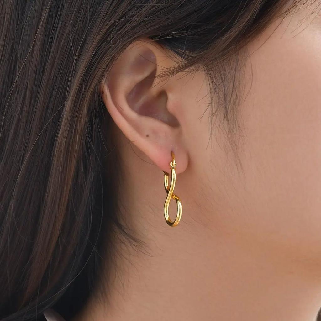 Simple Hollow U-Shaped Earrings for Women Stainless Steel Infinity Earrings 18k Gold Plated Daily Jewelry Gift