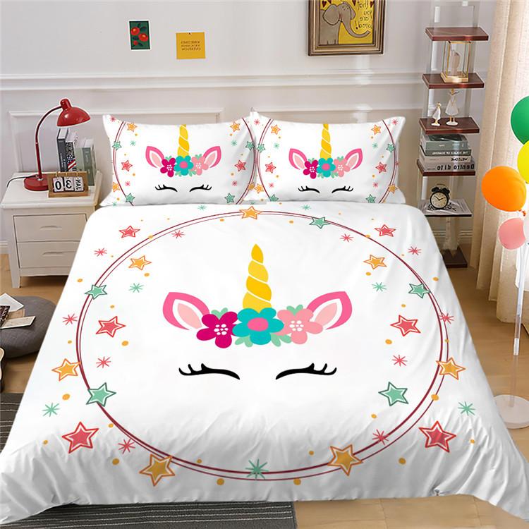 Unicorn Series Digital Printing Quilt Cover Pillowcase Two Or Three-Piece Set Polyester
