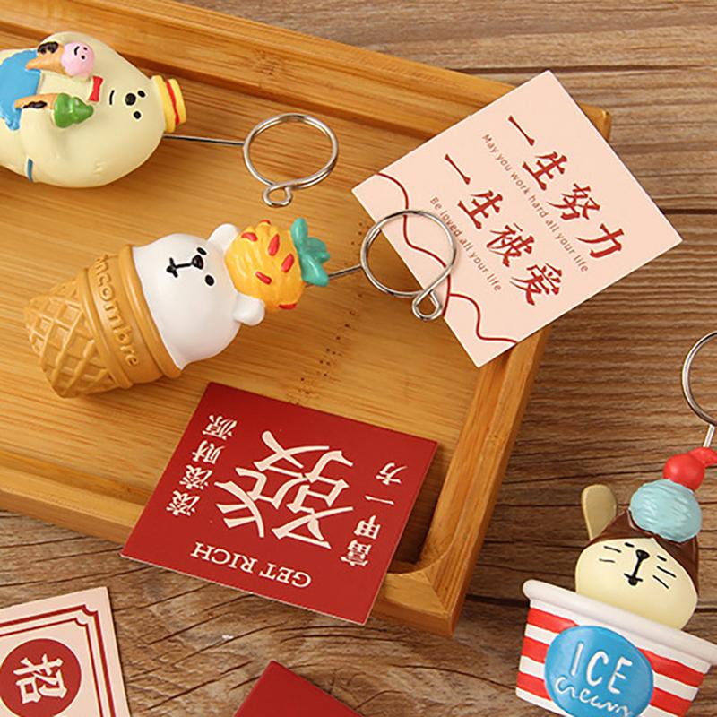 Summer Ice Cream Series Message Holder Office Desk Note Holder Cute Cartoon Photo Clip Diy Note Photo Stand Home Decoration
