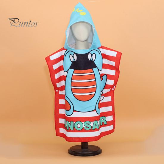 Children Bath Towel Cartoon Printing Kids Beadch Hooded Bath Wrap Poncho Quick-drying Super Absorbent Swimming Towel Windproof Wearable Towel Toddler
