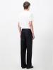 Pokeopeiseu Belted Straight Flare Trousers Black