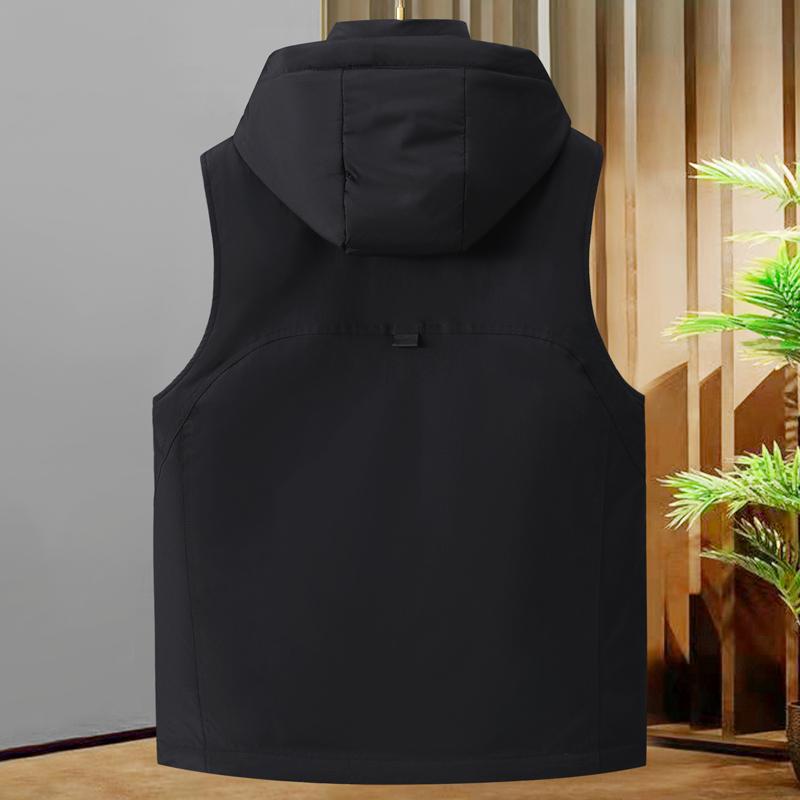 Nadměrné velikosti L-8XL Módní zimní pánské kabáty Vodotěsná teplá vesta Ležérní silné bundy bez rukávů s kapucí