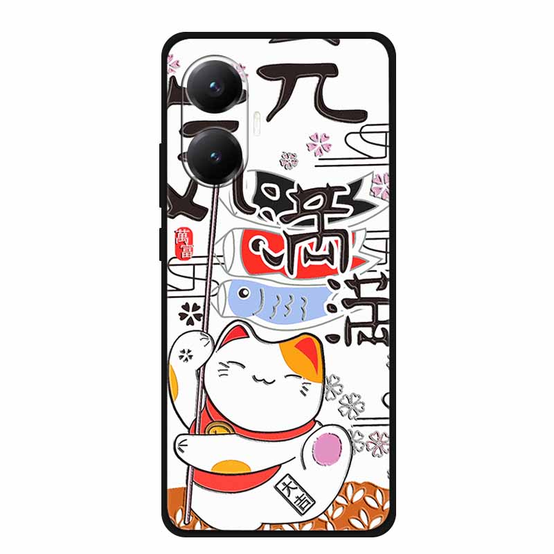 3D Cover For Redmi Turbo 4 Pro 5G Black Bumper Shell Flower Emboss Case Xiaomi POCO F7 Cartoon Flowers Anime Funda Phone Covers