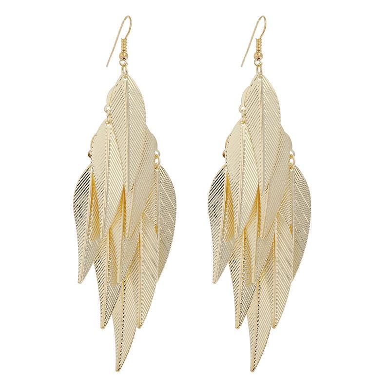 Fashion exaggerated niche temperament fringed earrings retro personality versatile sequined earrings women's long ear jewelry