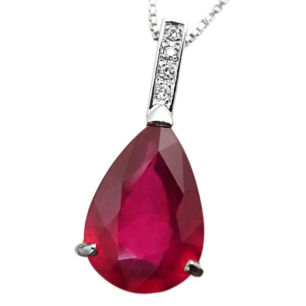 Pt900 K18 Large Natural Solitaire Ruby Diamond Platinum and 4 Carats or 18K Venetian April July Certificate of Authenticity [Mirize] (4.0ct+) &
