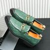 Men's Large Metal Buckle Loafers: British Business Casual Leather Shoes with Thick Sole