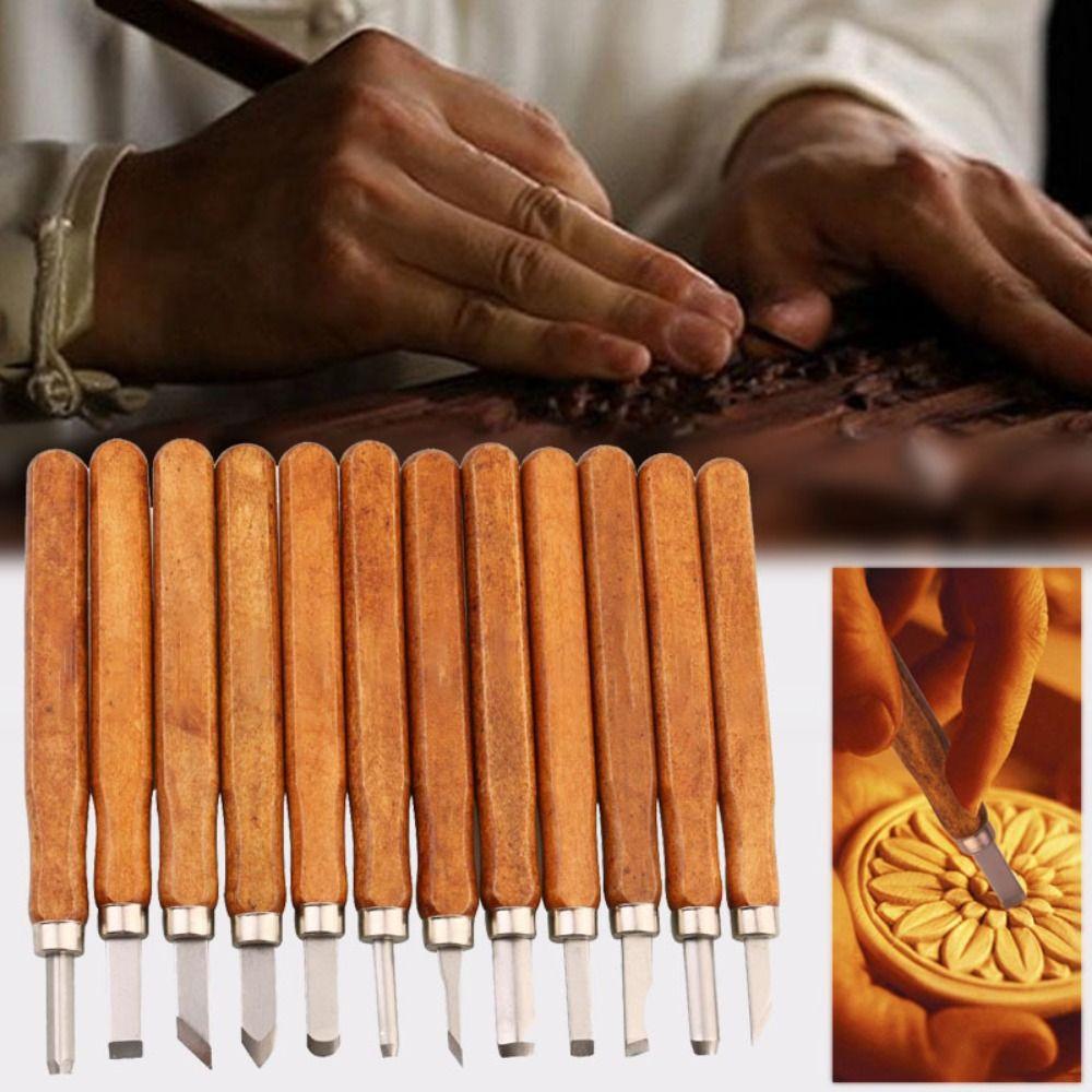 12Pcs/set Craft 12 Piece Olive Kernel Carving Set Creative DIY Hand Carving Tools  Woodworkers