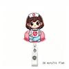 1Pcs 2D Flat Acrylic Badge Holder Retractable Id Badge Holder Scratch-Resistant Cartoon Nurse Badge Reel