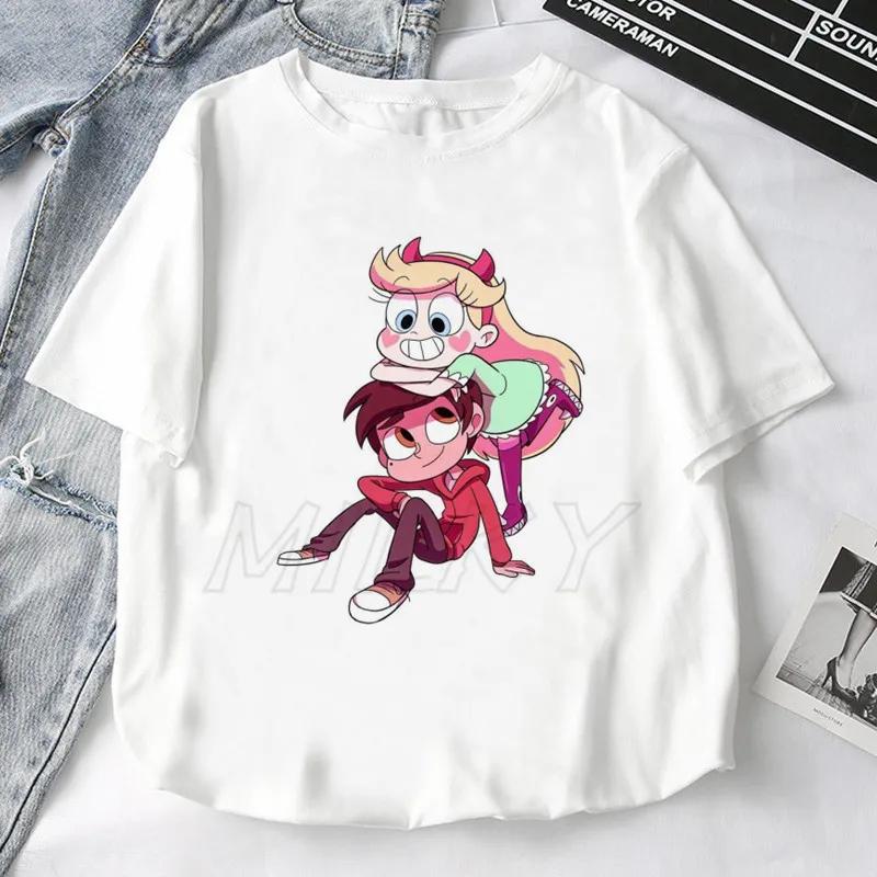 Fashion Retro Star Vs. The Forces of Evil Cartoon Anime T-shirt Summer Short Sleeve Women T Shirts 2025 Couple Tee Tops Clothes