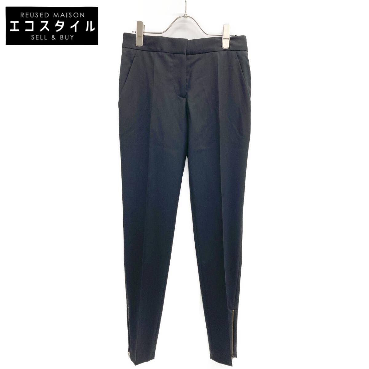 

STELLA McCARTNEY 531844 Black wool side zip center pleated tapered slacks Bottoms 34 blackUsed