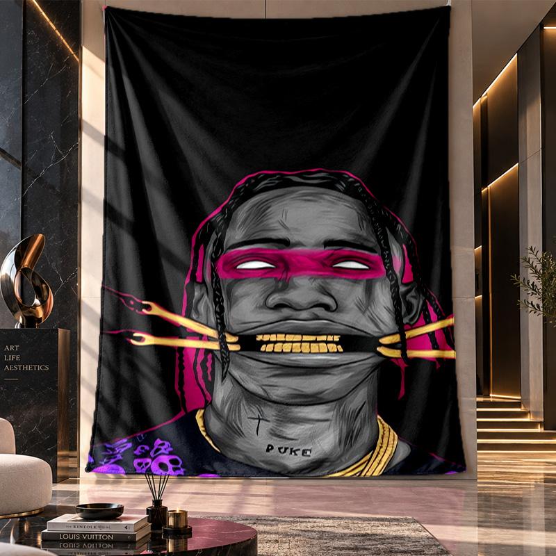 Wall Hanging Tapestry,Travis Scott Printed Fabric Backdrop For Dorm Room Party Decoration