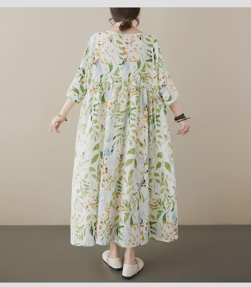 2023 Summer Pastoral Flowy Fairy Plus Size Women's Short Sleeve Dress
