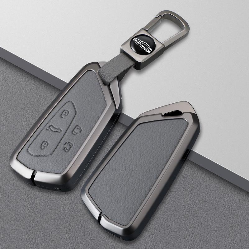 Car Key Case Cover For VW Volkswagen Golf 8 ID.3 ID.4 Skoda Octavia A8 MK4 MK8 GTI R Zinc Alloy Leather Protect Shell